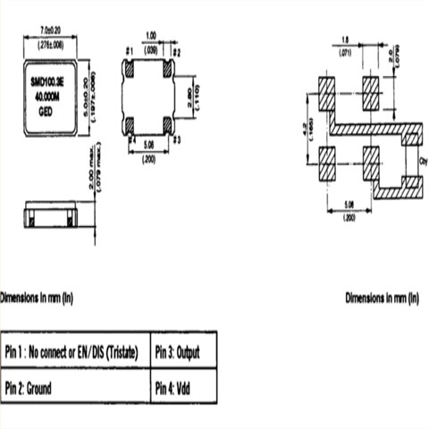 SMD100.3C (E/D)-30.000MHz,SMD100系列,7050mm,GED石英振蕩器