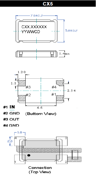 耐振低頻進(jìn)口諧振器,大型7050mm貼片晶體,CX5晶振