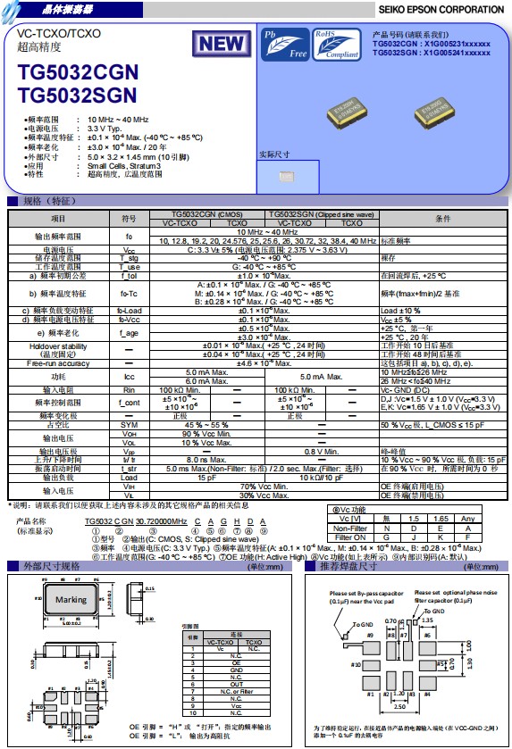 TG5032CGN，TG5032SGN