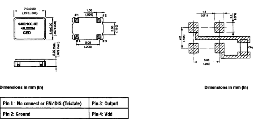 SMD100.3C (E/D)-30.000MHz,SMD100系列,7050mm,GED石英振蕩器